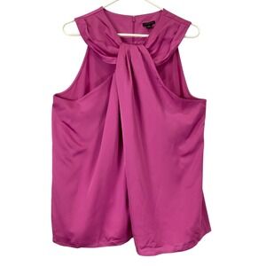 Ann Taylor Pink Twist Neck Sleeveless Top Blouse Women's XXL NWT